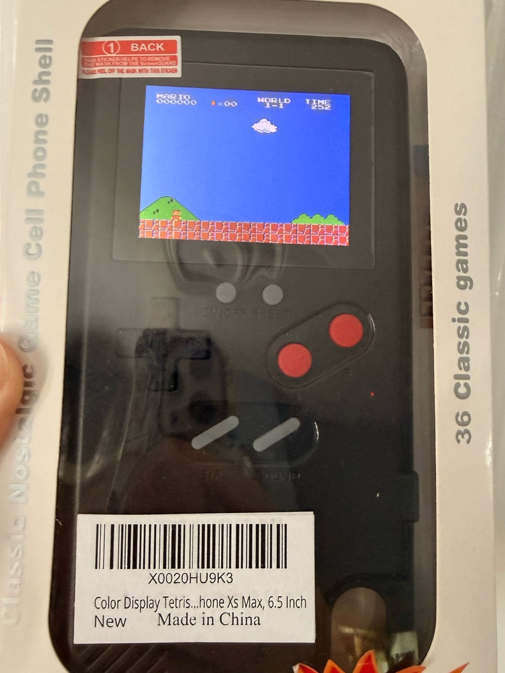 iPhone XS Max Retro Portable Game Phone Case - Black with Built-In Display